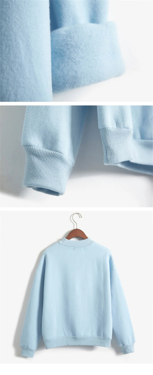 Women's Velvet Turtleneck Long Sleeve Sweatshirt