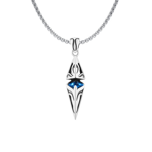 Stylish Blue Stone Geometric Pendant Necklace