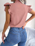 Women's Ruffle Short Sleeve Chiffon Blouse