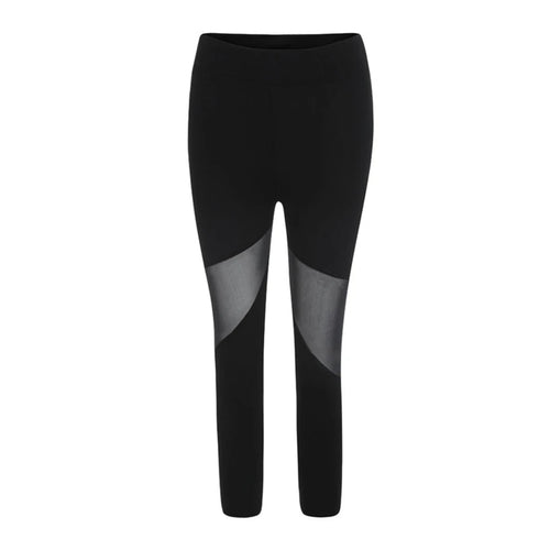 Black Patchwork Mesh Leggings for Women