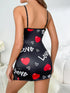 Love Printed Halter Backless Nightgown