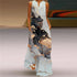 Elegant V-Neck Sleeveless Floral Long Dress