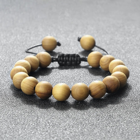High Quality Cliff Cypress Wooden Beads Bracelets for Meditation and Yoga 10mm Handmade Stretch Jewelry