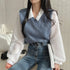 Korean Style Polo Collar Blouse for Women