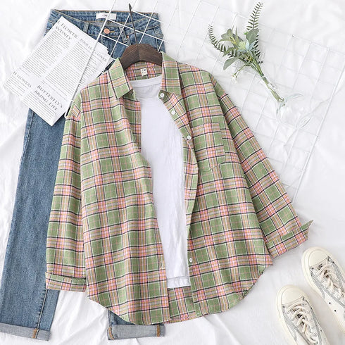 Casual Women's Flannel Plaid Shirt - Autumn Collection