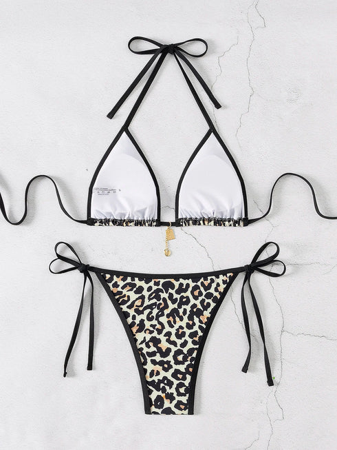 Floral Print Triangle Bikini Set with Brazilian Bottoms