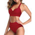 High Waist Halter Bikini Set in Red