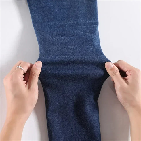 High Waist Thermal Jeans for Women - Warm Plush Denim