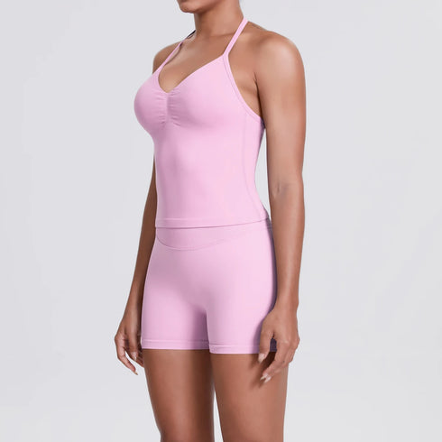 Yoga Shorts Set with Built-In Bra for Women