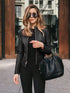 Vintage PU Leather Bomber Jacket for Women