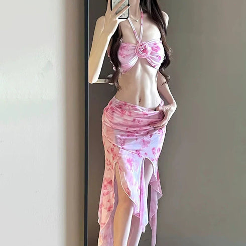 Women's Floral Halter Neck Maxi Dress