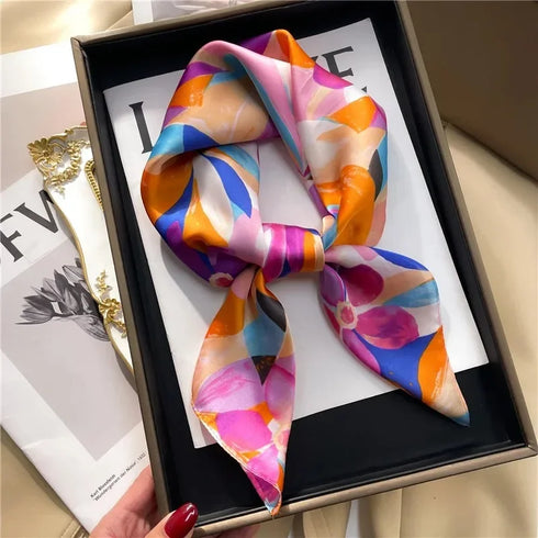 Luxury Silk Square Scarf for Women - 70cm
