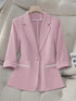 Single-Button Three-Quarter Sleeve Slim-Fit Blazer