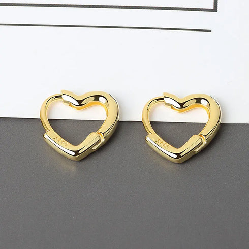 Aide 925 Sterling Silver Love Heart Hoop Earrings