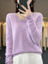 100% Merino Wool V-Neck Pullover Sweater for Women