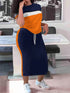Summer Women's Striped Half Skirt Set