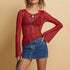 Lace Long Sleeve Slim Fit T-Shirt for Women