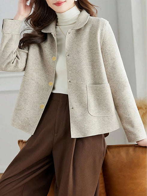 Classic Solid Woolen Coat for Women