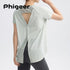 PHIGEER Open Back Long Sleeve Yoga Top for Women