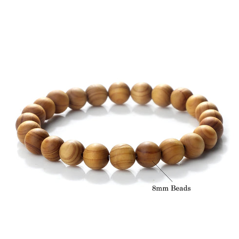 High Quality Cliff Cypress Wooden Beads Bracelets for Meditation and Yoga 10mm Handmade Stretch Jewelry