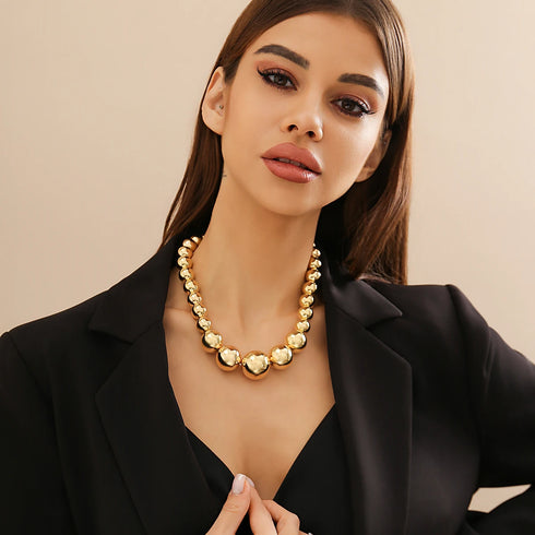 Exaggerated Goth Big Ball Bead Choker Necklace