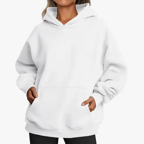 Hip Hop Solid Colour Hooded Pullover for Women