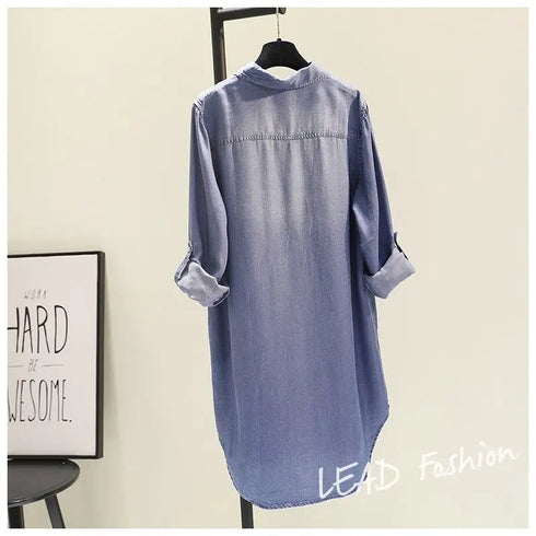 Casual Long Sleeve Blouse with Double Pockets