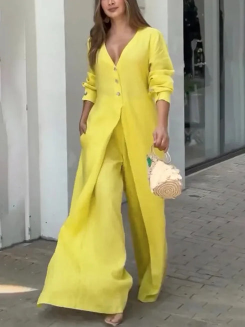 Women's High Waisted Long Sleeve Jumpsuit with Pockets