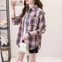 Loose Fit Cotton Plaid Shirt for Women