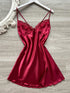 Women's Satin V-Neck Nightdress with Lace Slit