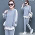 Women's Casual Loungewear Set - Long Sleeve Crop Top & Pants