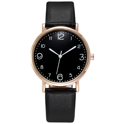Simple Vintage Digital Face Leather Belt Women's Watch