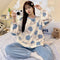 Flannel Warm Pyjamas Set for Women's Plus Size Loungewear