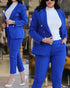 Notched Neck Blazer & High Waist Pants Set for Women