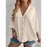 Women's Plus-size T-shirt Solid Color Breathable Spring/summer V-neck Button Travel Casual Wear with European and American Style