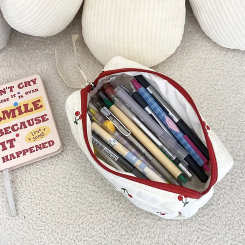 Quilted Cotton Travel Storage Bag - Retro Cherry Design