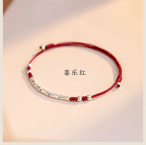 Lucky Bamboo Handmade Braided Red String Bracelet for Protection Adjustable Gift for Couples and Friends