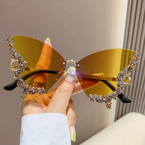 Diamond Butterfly Sunglasses with UV400 Protection