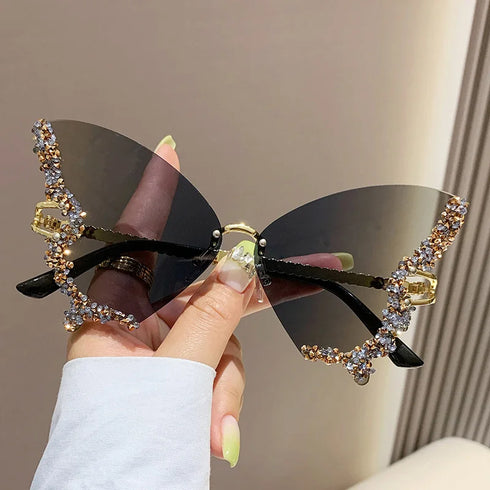 Diamond Butterfly Sunglasses with UV400 Protection