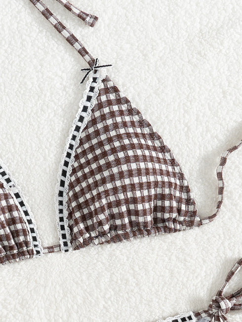 Floral Print Triangle Bikini Set with Brazilian Bottoms