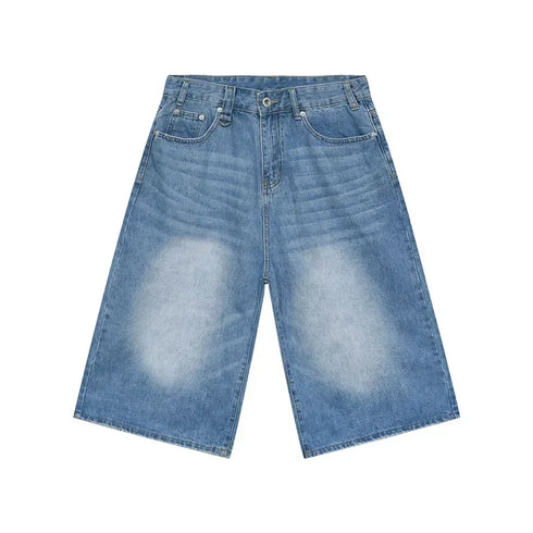 Women's Retro Wide Leg High Waist Denim Shorts
