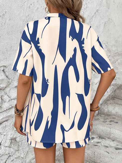 Elegant Floral Print Women's Summer Set