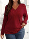 Plus Size Casual Long Sleeve T-Shirt in Red