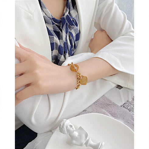 Stainless Steel Heart Bracelet with Proverbs Inscription