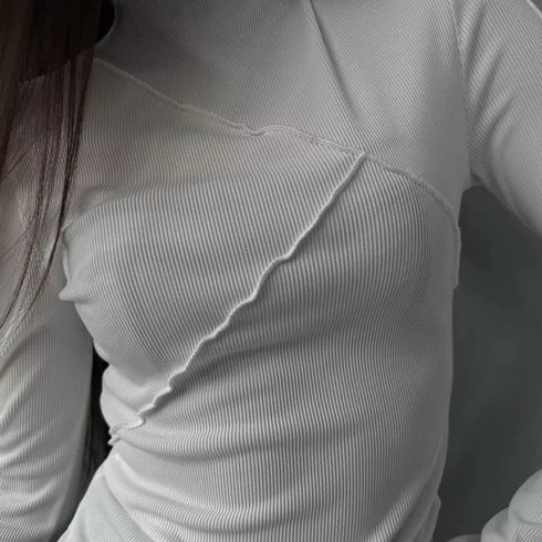 Long Sleeve Flared Sleeve Top with Round Neck