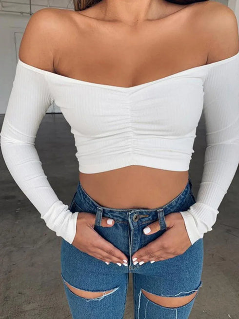 Women’s Off Shoulder Long Sleeve T-Shirt