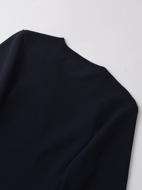 V-Neck Shoulder Pad Knit Blazer for Women