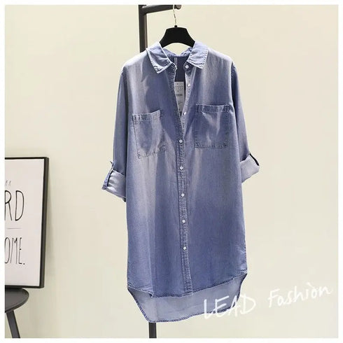 Casual Long Sleeve Blouse with Double Pockets
