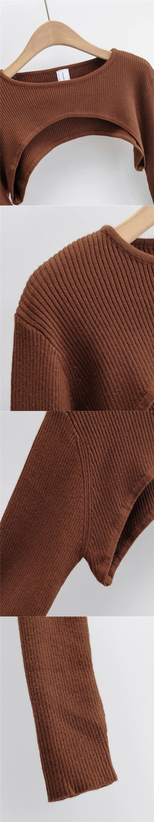 Long Sleeve O-Neck Crop Top for Women