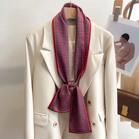 50 Color New Women Silk Printed Design Scarf Shawl Fashion Luxury Long Narrow Small Silk Scarves for Stylish Headbands and Headscarves